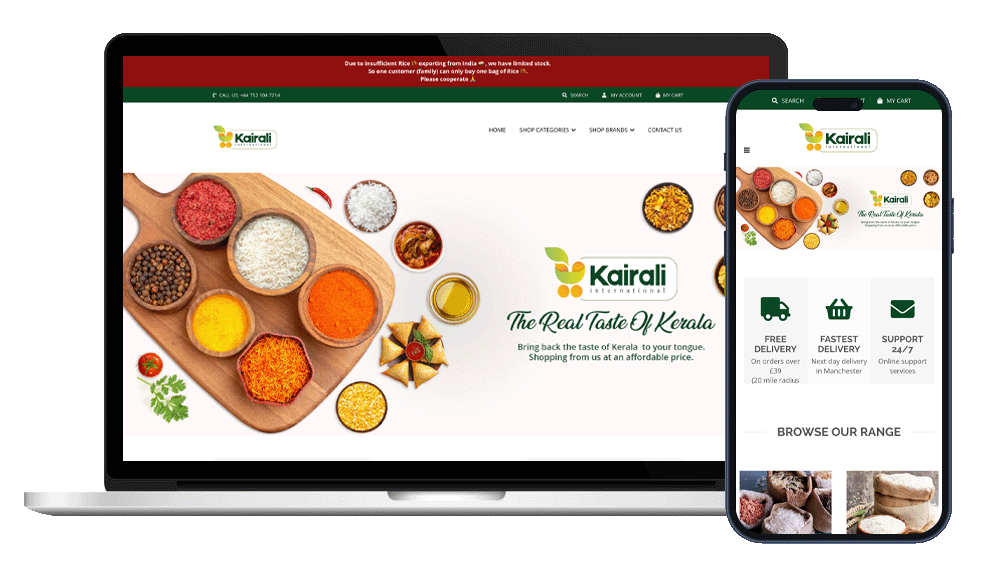 Kairali international e-commerce website design